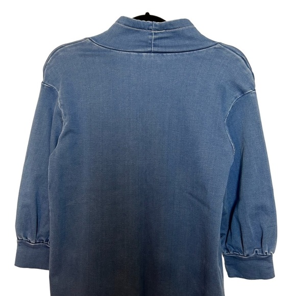 Madewell Denim Tunic Dress Sporty Pull Tie Mock Neck & Two Large Front Pockets - Picture 9 of 13